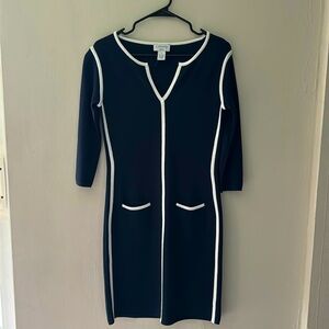 Carmen Marc Valvo Button Trim Navy Blue Dress Size XS-S